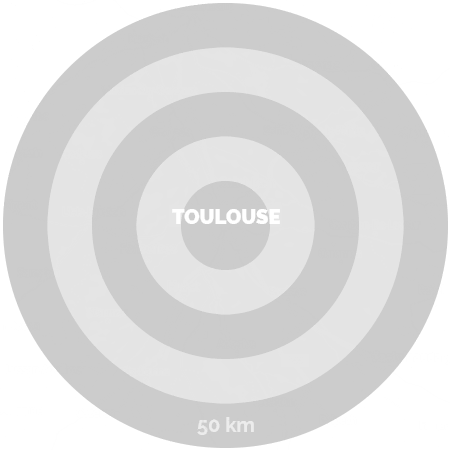 carte de Toulouse et les 50km aux environs